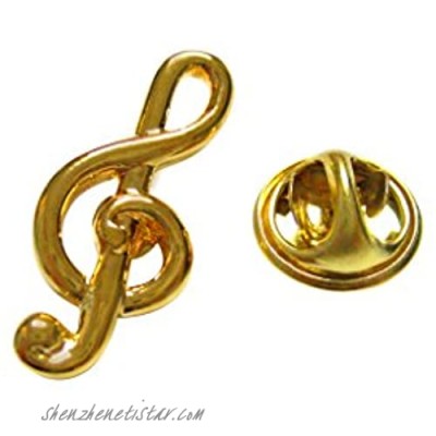 Kiola Designs Gold Toned Music Musical Treble Note Lapel Pin