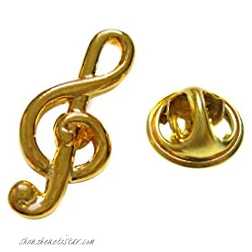Kiola Designs Gold Toned Music Musical Treble Note Lapel Pin