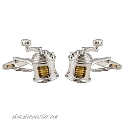 Knighthood Men's Fishing Reel Cufflinks Silver & Gold Shirt Cuff Links Business Wedding Gifts with Gift Box