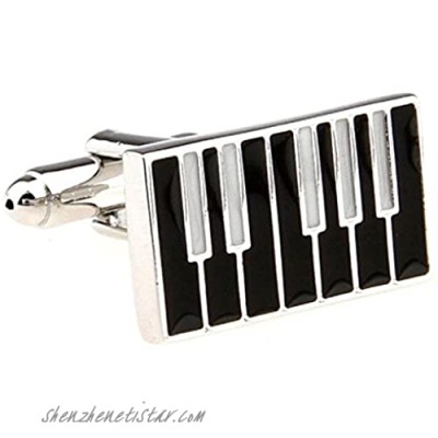MRCUFF Piano Keys Inverted Black White Pair Cufflinks in a Presentation Gift Box & Polishing Cloth