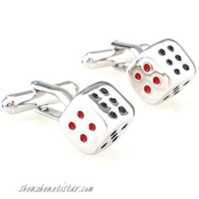 SS Red and Black Dice Fun Copper Cufflinks for Men