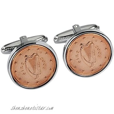 Worldcoincufflinks Cufflinks Rhodium Plated 13th Anniversary for Men 2008 Copper Coins Cufflinks