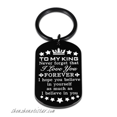 Anniversary Gifts for Him Husband I Love You Gifts for Men Boyfriend To My King Keychain for Hubby Fiance Groom Valentines Day Birthday Christmas Wedding Engagement Keyring Present from Wife Girlfriend