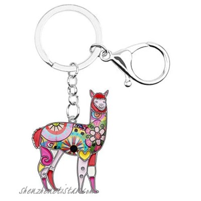 DUOWEI April Fools' Day Funny Alpaca Keychain Zinc Alloy Keyring Purse Key Charm Gifts for Women Girls