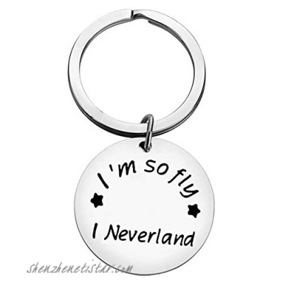 Fairy Keychain Gifts I'm So Fly I Neverland Keychain Peter Pan Inspired Charm Keychain Inspirational Gifts for Boys and Girls Movie Quote Keyring Fandom Jewelry Peter Gift