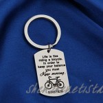 FEELMEM Life is Like Riding a Bicycle Albert Einstein Keychain Inspirational Keyring Gift for Best Friend