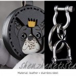 Genuine Leather French Bulldog Keychain Stainless Steel Car Key Ring Pendant Purse Handbag Backpack Accessories Gift for Men and Women
