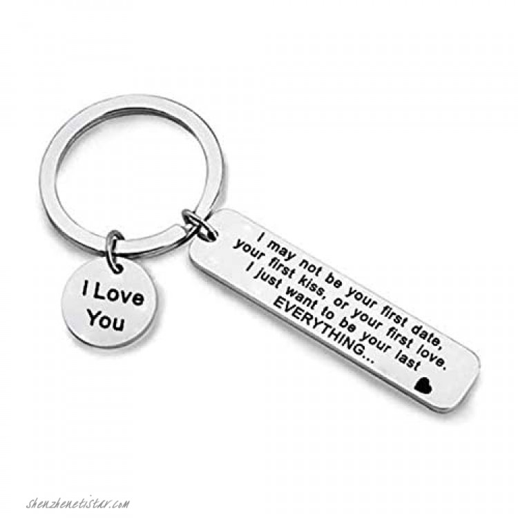 I May Not Be Your First Keychain Girlfriend Keychain Engraved I May Not Be Your First Date Keychain Couples Love Lettering Keyring Valentines Day Birthday Gifts for Him and Her