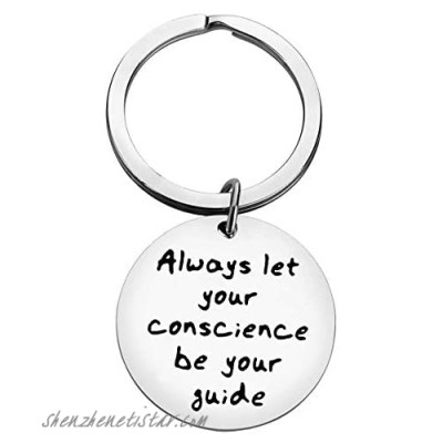 Inspirational Gifts for Women Men Encouragement Gifts Always Let Your Conscience Be Your Guide Keychain Jiminy Cricket Quote Keychain Motivational Gifts for Christmas Thanksgiving Gifts for Him Her