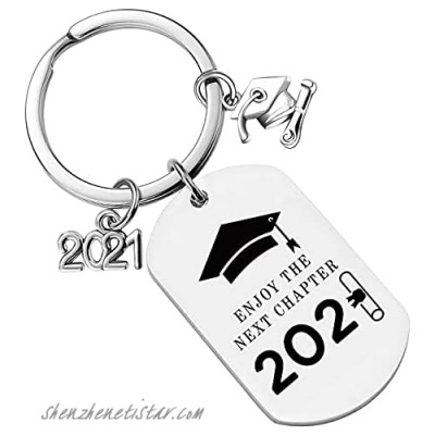 Inspirational Graduation Keychain - On to The Next Chapter Keychain Retirement Gift Graduation Gift Class of 2021 Keychain Graduation Gift for Him Her