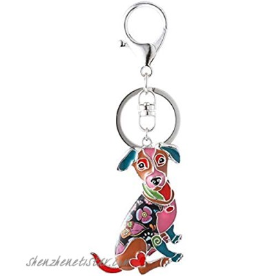 Marte&Joven Jack Russell Terrier Keychain for Women Dog Lover Unique Enamel Dog Jewelry Gift