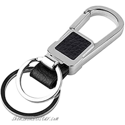 Metal keychain with detachable leather used for car home office mountaineering keychain.
