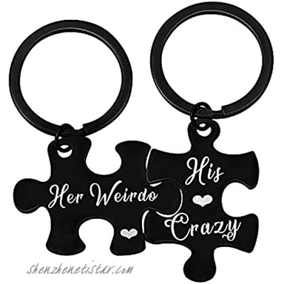Queyuen 2pcs His Crazy Her Weirdo Couples Keychains Puzzle Key Chain for Him Her Lovers Gifts