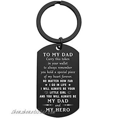Queyuen Dad I Will Always Be Your Little Girl Dad Birthday Gifts from Daughter My Hero Dad Fathers Day Christmas Keychain