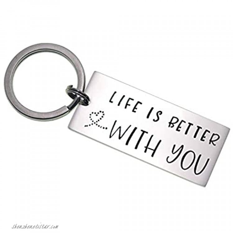 Queyuen Life Is Better With You Cute Keychain for Couples Friendship Accessory Key Chain