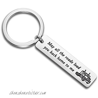 TGBJE Truck Driver Key Chain May All The Roads Lead You Back Home to Me Keychain Long Distance Gift Gift for Trucker Wife Mom