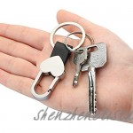 Top Plaza Black Genuine Leather Alloy Keychain Heart Home Office Car Leather Key Chain Keyrings for Men