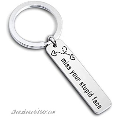WUSUANED Miss Your Stupid Face Key Chain Long Distance Gift for Best Freinds Couple Family