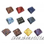 MENDENG Men's 10 Pack Paisley Geometric Assorted Pocket Square Silk Handkerchief