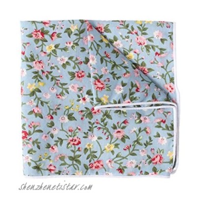 Panegy Men's Pocket Square Cotton Floral Printed Formal Handkerchief