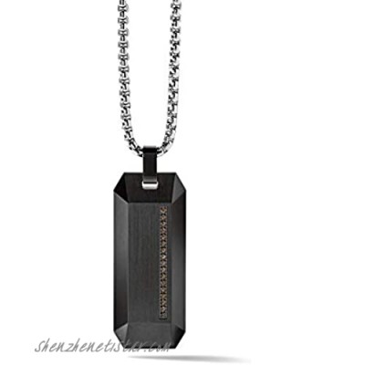 Bulova Mens Precisionist Black-ion Plated Stainless Steel Pendant Necklace with Brown Diamond Accent (Model J98N004)