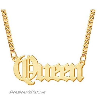 Custom Name Necklace Personalized Initial Necklaces Gold Name Plate Necklace for Women Men Chunky Miami Cuban Chain Necklace