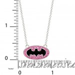 DC Comics Batgirl Silver Plated Black Logo Rose Crystal Pendant 18