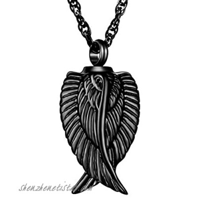 Dletay Angel Wing Cremation Necklace for Ashes Stainless Steel Urn Pendant Ashes Holder Memorial Jewelry-I’m Here Watching Over You
