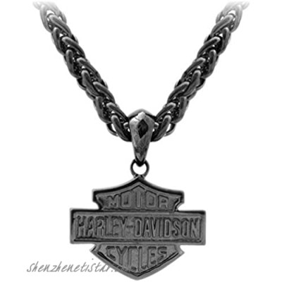 Harley-Davidson Men's Blackout Bar & Shield Necklace Stainless Steel HSN0062