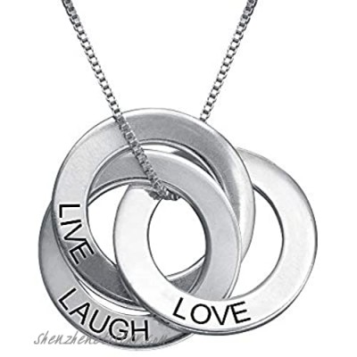 MyNameNecklace Personalized Russian Ring Engraved Name Necklace - Personalized 3 Circles Disc Christmas Jewelry Gift for Mom Wife