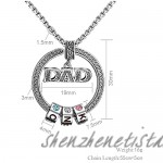 Personalized Dad Necklace Custom 1-6 Engraved Kids Name Beads Pendant Necklace With Simulated Birthstone Customized Men's Necklace for Dad Father‘s Day