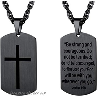 PROSTEEL Stainless Steel Cross Jewelry Mens Womens Jewelry Dog Tags Pendant Military Tag with Words Inspirational Necklace