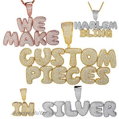 Real Solid 925 Sterling Silver Custom Bubble Letter Pendant - Personalized Name Piece - For Men Or Women - Bust Down For Any Chain - USA SELLER
