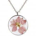 SI EASY Pressed Flower Pendant Necklace Real Dried Flower Resin Jewellery