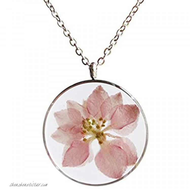 SI EASY Pressed Flower Pendant Necklace Real Dried Flower Resin Jewellery