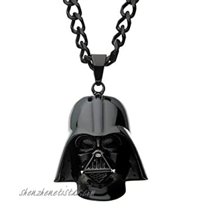 Star Wars Jewelry Unisex 3D Darth Vader Black Ion-Plated Stainless Steel Pendant Necklace 24"
