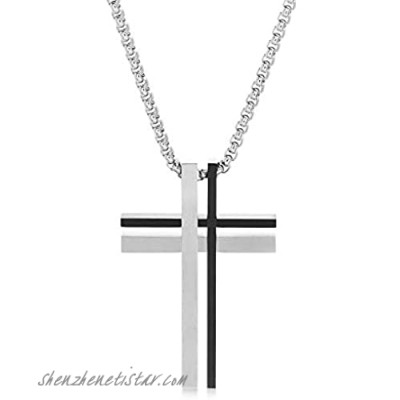 Steve Madden Men's Duo Cross Pendant Necklace in Two-Tone Stainless Steel