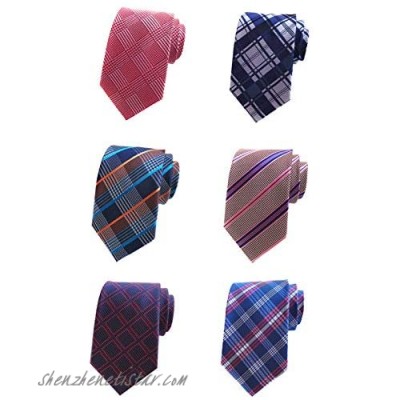 BESMODZ 6 PCS Men's Formal Striped Tie Silk Necktie Classic Woven Neck Ties Set
