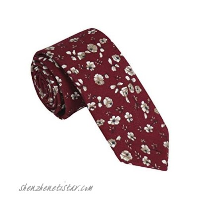 Dan Smith Men's Fashion Cotton Skinny Tie 2.5" Printed Floral Ties