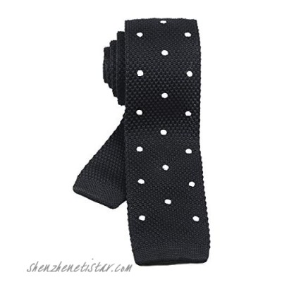 Elfeves Men's Skinny Smart Knit Ties Hipster Polka Dots Designer Necktie 2 inch