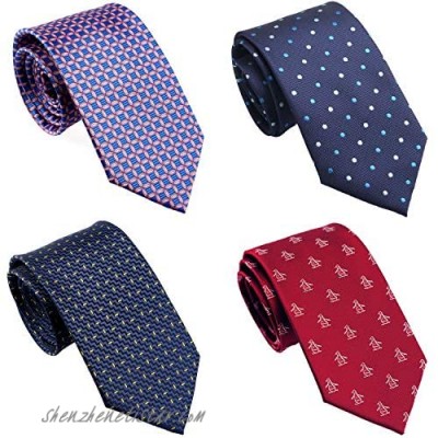 Extra Long Ties for Big/Tall Men 63" X-Long & 70" XX-Long Ties Assorted 4-Pack with Gift Box Hand Made by Belluno