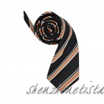 MENDENG Large Striped Black Orange Silk Business Casual Men Tie Wedding Necktie