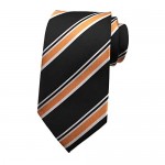 MENDENG Large Striped Black Orange Silk Business Casual Men Tie Wedding Necktie