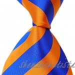 MENDENG Large Striped Orange Gold Blue 100% Silk Business Casual Men Tie Necktie