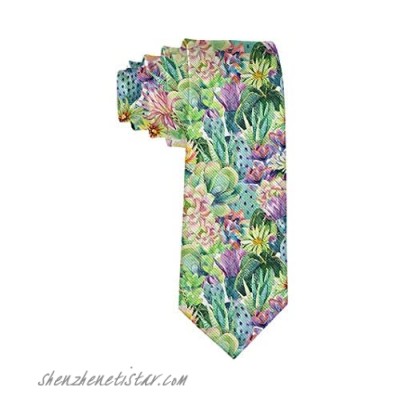 Men's Cactus Succulents Polyester Silk Casual Gentleman Tie Necktie Gift-One Size