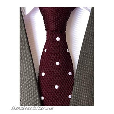 Men's Skinny Knit Ties Polka Dots Pattern Designer Necktie 2" - Various Design