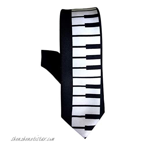 RETRO PIANO KEYS SKINNY TIE Black One size