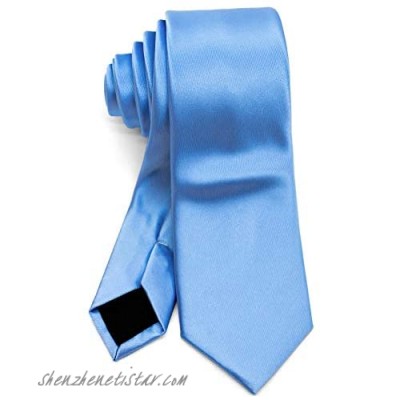 WANDM Men's Slim Skinny Tie Necktie Width 2.4 inches Washable Plain Solid Color Amunzen and Oxford and Satin