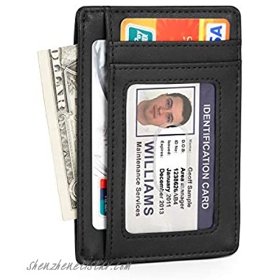 6 Cards Holder Slim Minimalist Front Pocket RFID Blocking Leather Wallet for Men