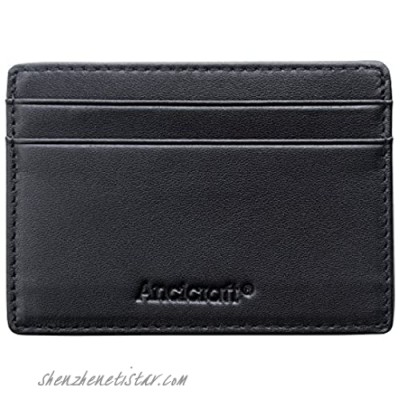 Ancicraft Wallets For Men Women Front Pocket Credit Card Holder Slim Leather Minimalist RFID Blocking Black